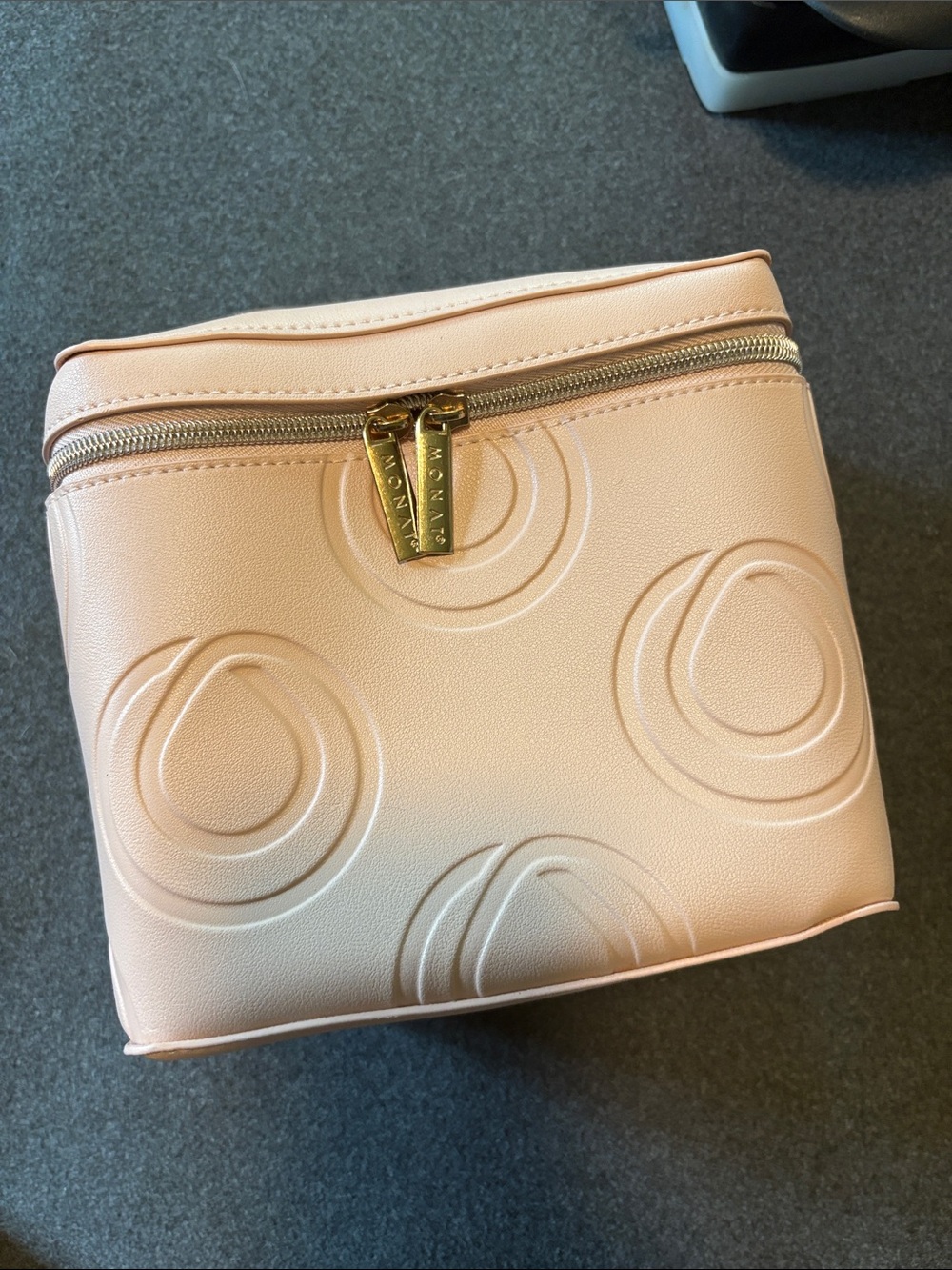 Monat Pink Embossed Cosmetic Train Case